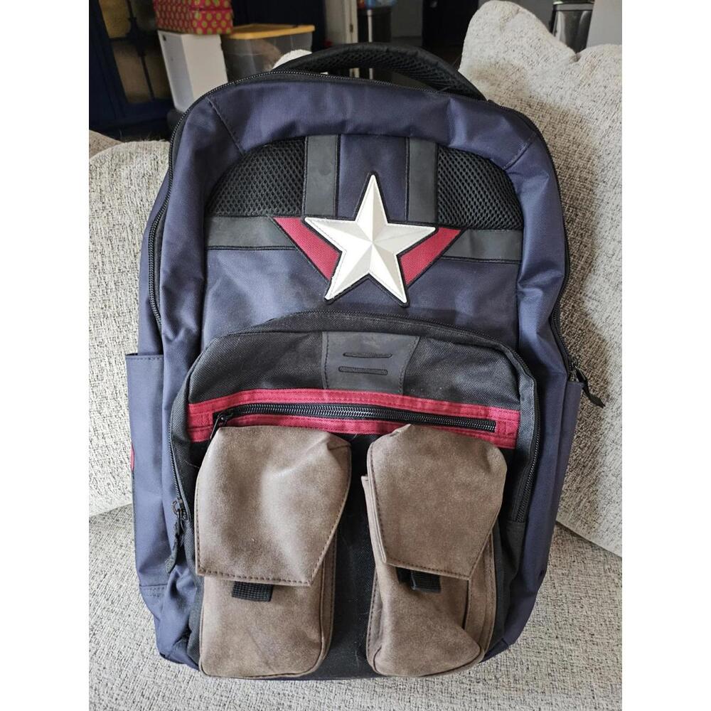 Marvel Avengers Captain America Shield Backpack Travel School Laptop Bioworld